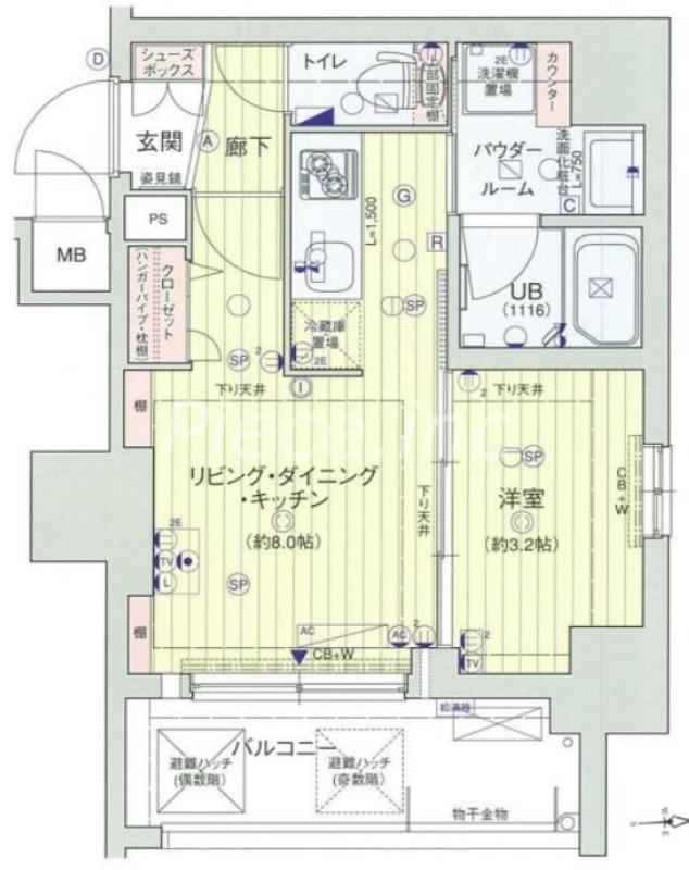 レオンコンフォート本町東3(1LDK/11階)の間取り写真