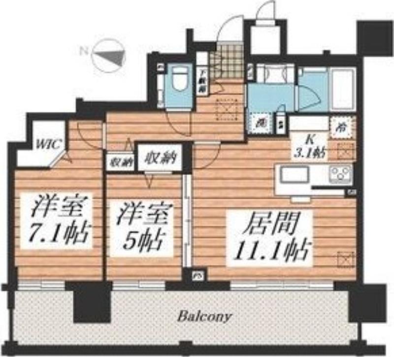 円山ザ・レジデンス(2LDK/15階)の間取り写真