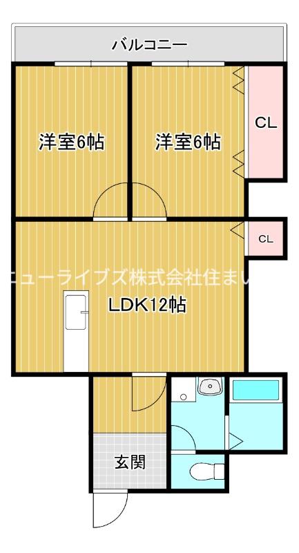 中村マンション(2LDK/3階)の間取り写真