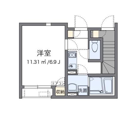 クレイノOTANI IV(1K/1階)の間取り写真