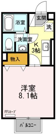 ハイセレールSE雅A(1K/1階)の間取り写真