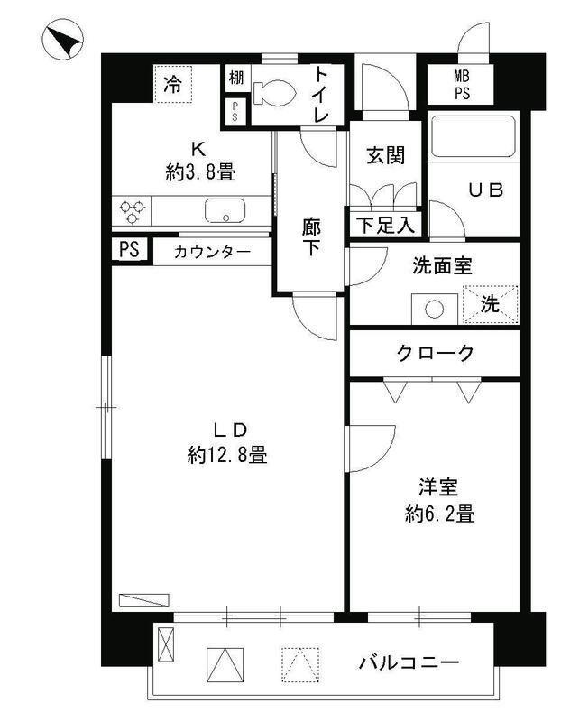 アステリオン松濤(1LDK/2階)の間取り写真
