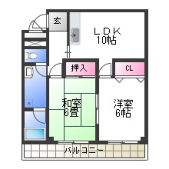 パークハイツもず(2LDK/3階)の間取り写真