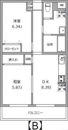 ルミエール香川(2DK/4階)の間取り写真