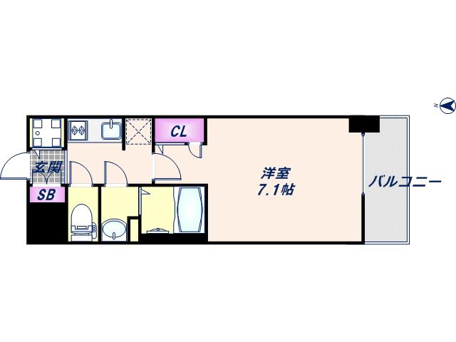 S-RESIDENCE大阪九条ノース(1K/8階)の間取り写真