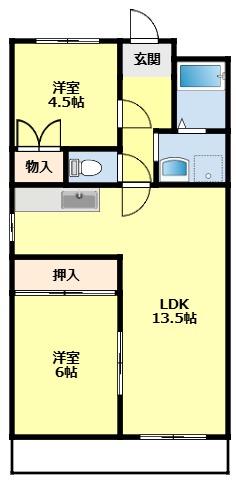 サンハイツ池田(2DK/2階)の間取り写真