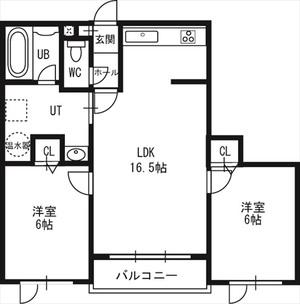 レラホープ稲積公園(2LDK/1階)の間取り写真