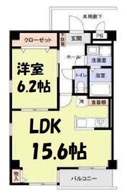 エスペランサ西杉(1LDK/5階)の間取り写真
