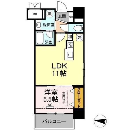ADORABLE(1LDK/2階)の間取り写真