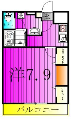 グレイス北松戸II(1K/3階)の間取り写真