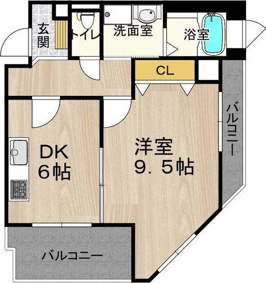 CITY SPIRE難波サウスタワー(1DK/5階)の間取り写真
