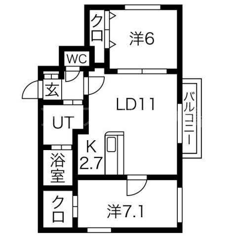 ARUNA(2LDK/3階)の間取り写真