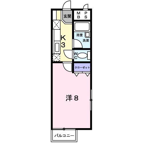 プラティーク(1K/1階)の間取り写真
