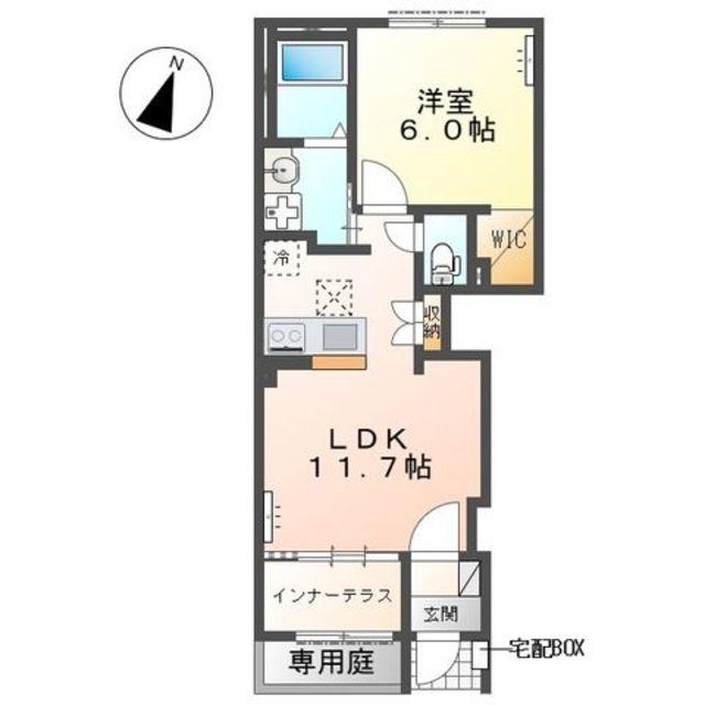 サンプレスII(1LDK/1階)の間取り写真