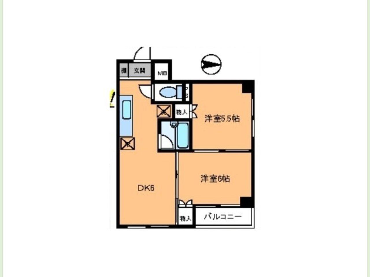 ピアザ西新宿(2DK/2階)の間取り写真