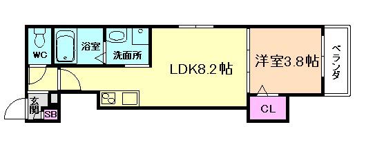 フレイグラント塚本(1LDK/1階)の間取り写真