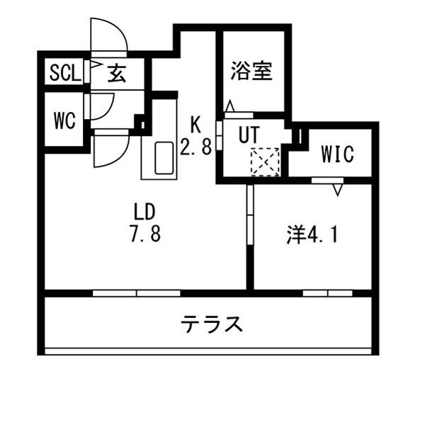 ブランシャール北11東11A棟(1LDK/1階)の間取り写真