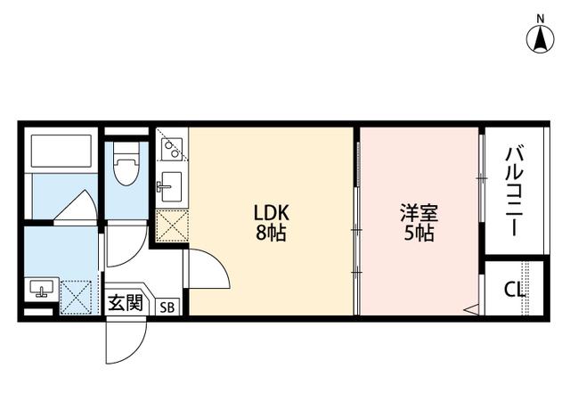 クラスティーネ若江西(1LDK/2階)の間取り写真
