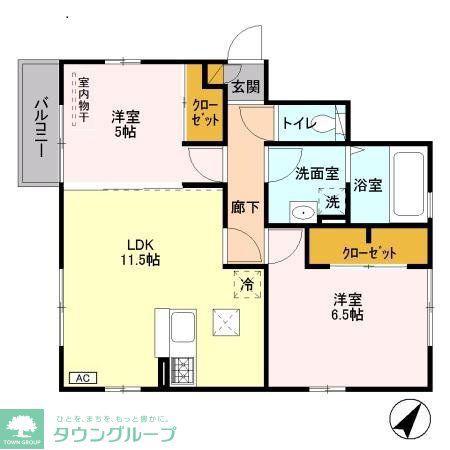 グランシャリオB(2LDK/1階)の間取り写真