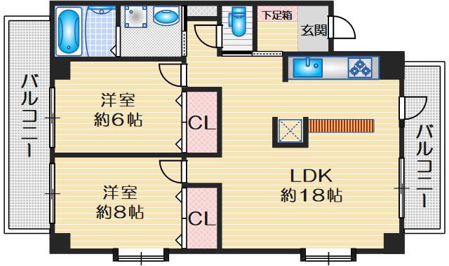 ソアールグリーンヒル(2LDK/3階)の間取り写真