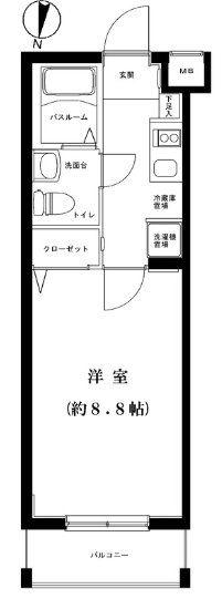 グランフォース高円寺(1K/4階)の間取り写真