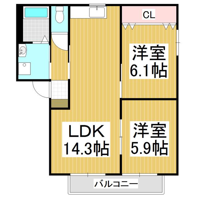 バリュージュ バリューB(2LDK/1階)の間取り写真