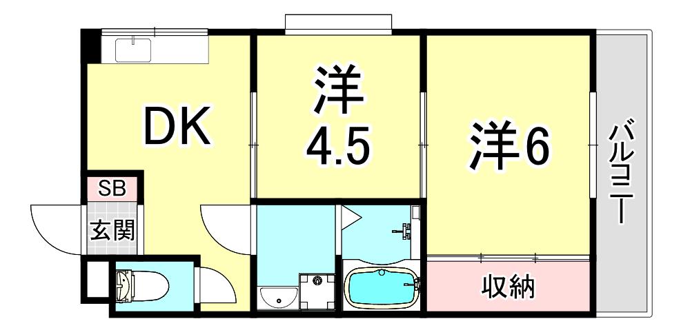 ワイズレジデンス垂水(2DK/2階)の間取り写真