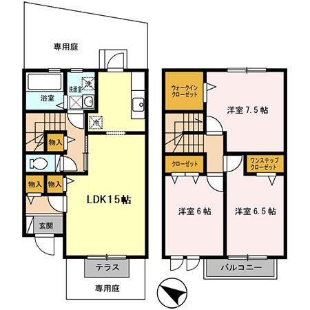ニューエイトD(3LDK/1階)の間取り写真