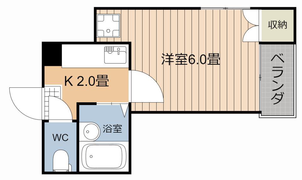 鴨池山元ビル(1K/3階)の間取り写真