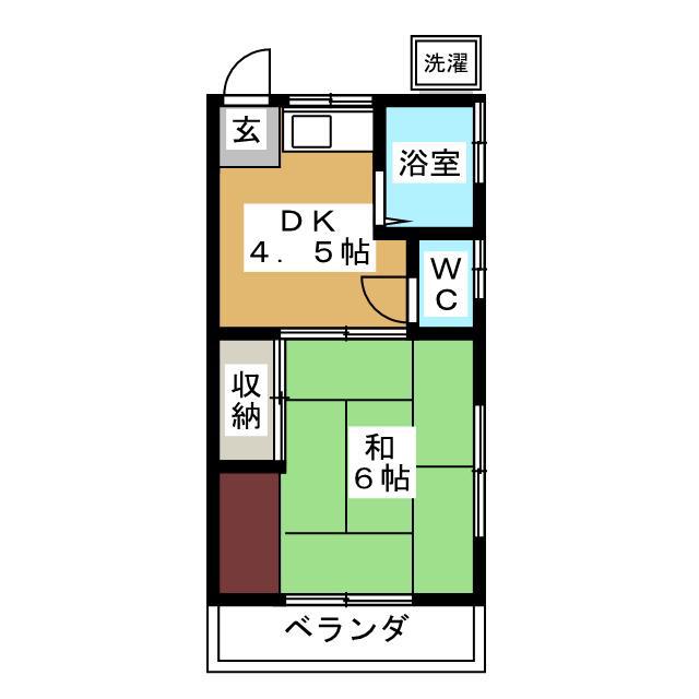 グリーンバレーI(1DK/2階)の間取り写真
