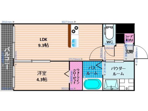 プリマヴェーラ大池公園前(1LDK/4階)の間取り写真