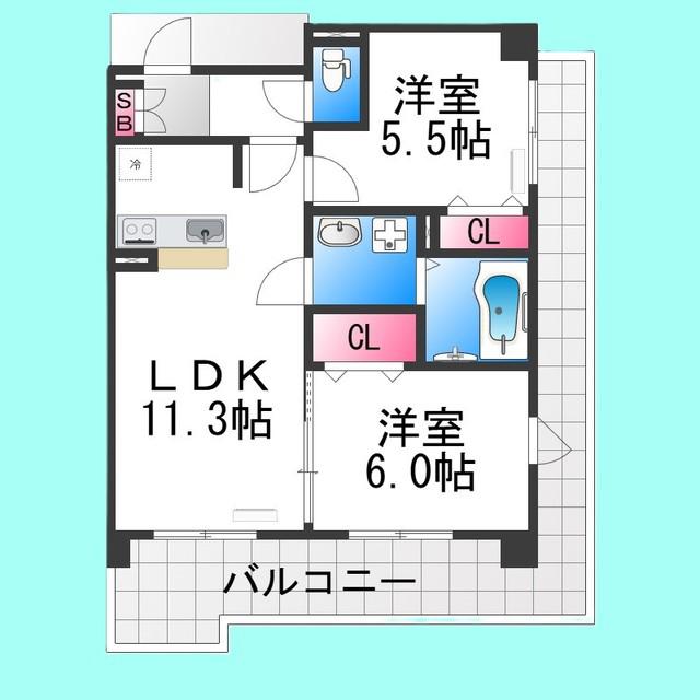 プレステージ10番館(2LDK/2階)の間取り写真