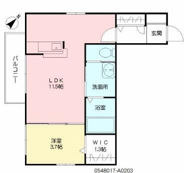 プチメゾン畑中II (1LDK/2階)の間取り写真