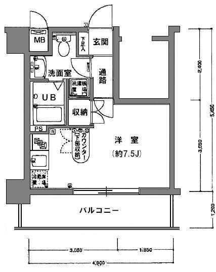 スカイコート新高円寺(ワンルーム/2階)の間取り写真