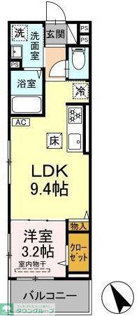 D PAINA TAKAKURA(1LDK/1階)の間取り写真