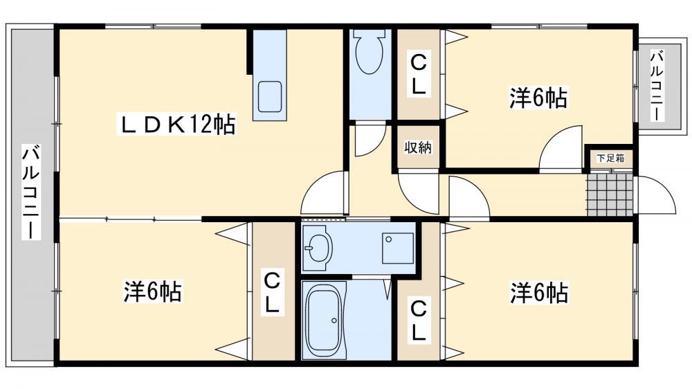 インペリアル上の原(3LDK/2階)の間取り写真