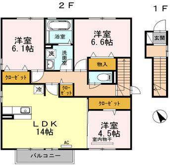 D-ROOMリリィー(3LDK/2階)の間取り写真