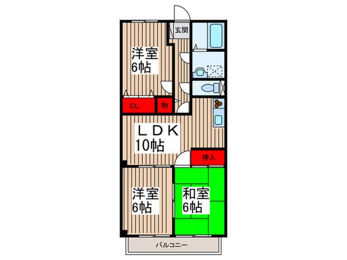 ビラージュYS・A棟(3LDK/2階)の間取り写真