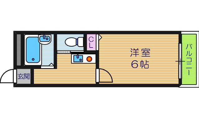 レオーネ寺田町東(ワンルーム/6階)の間取り写真