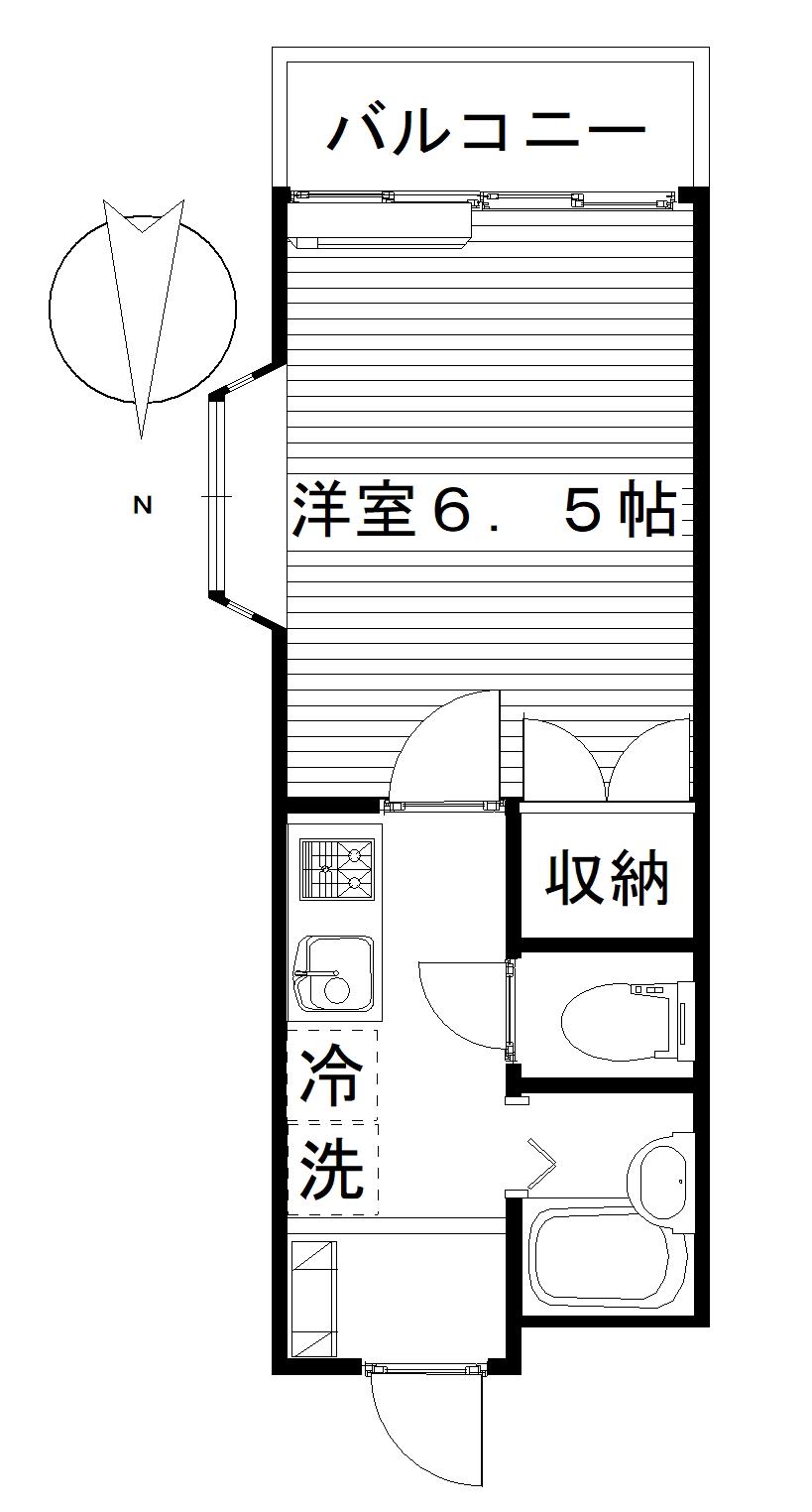 けやきパーク文京町(1K/2階)の間取り写真