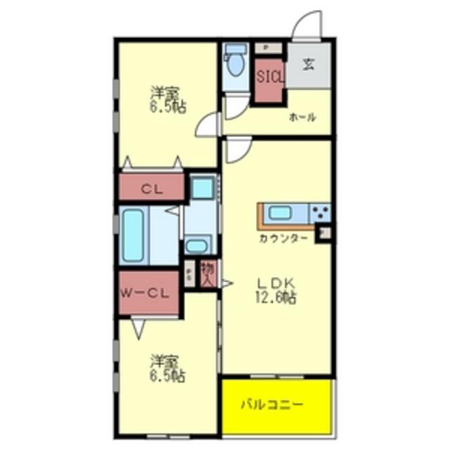 エスポアカーサ(2LDK/1階)の間取り写真