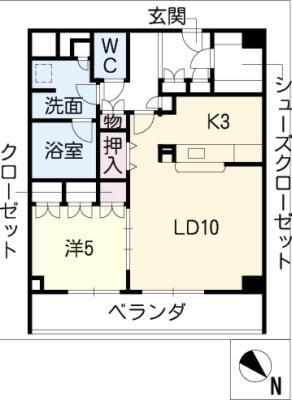 メイビル向陽町 新館(1LDK/2階)の間取り写真
