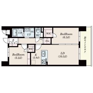 S-RESIDENCE茶屋ヶ坂イースト(2LDK/5階)の間取り写真
