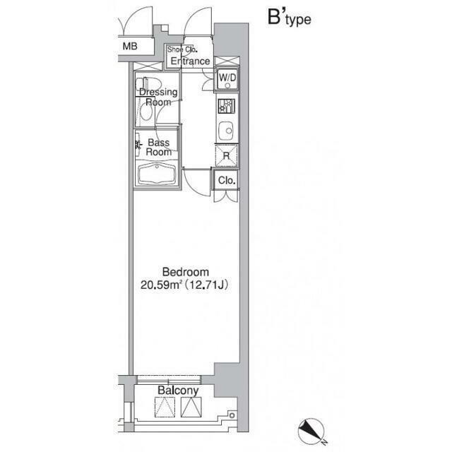 レジディア市ヶ谷II 部屋番号1004(1K/10階)の間取り写真