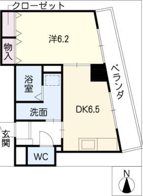 パルコート伊勢山(1DK/4階)の間取り写真