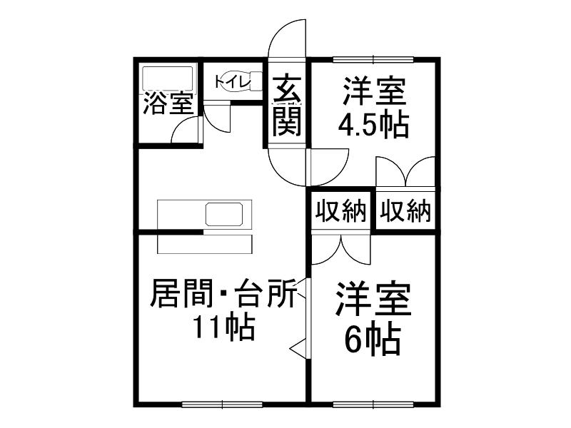 ARMしんとく3(2DK/1階)の間取り写真