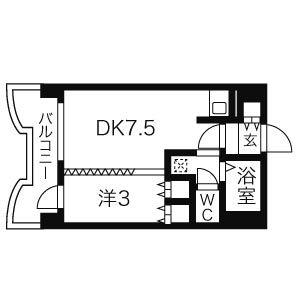 札幌ビオス館(1LDK/4階)の間取り写真