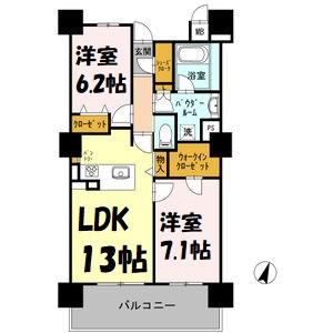 ロイヤルパークスERささしま(2LDK/8階)の間取り写真