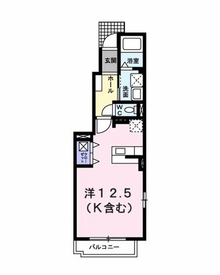 グラースメゾン1号棟(ワンルーム/1階)の間取り写真