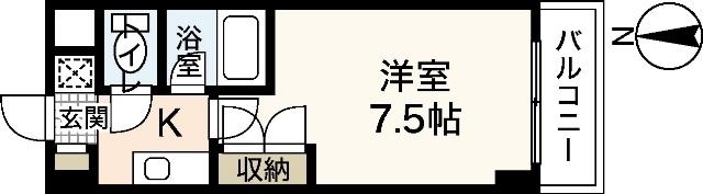 VILLA大芝(1K/4階)の間取り写真